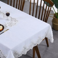 Nappe en lin brodée de style européen simple, 60 pouces, avec motif floral long et tombant, pour mariage, fête, restaurant