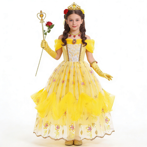 Costume d'Halloween, costume de princesse, cosplay, magnifique costume de la <span class=keywords><strong>Belle</strong></span>, robe pour fille, personnalisation possible. - Product Image 1