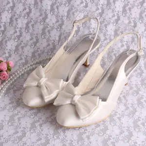(23 colori) Slingback In Raso <span class=keywords><strong>Beige</strong></span> Delle Donne Pompa I Pattini - Product Image 1