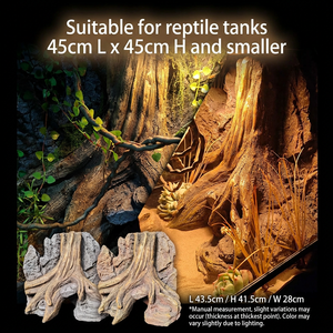 Panneau de fond de terrarium en résine 3D personnalisable avec plateforme de basking et grotte pour la décoration des terrariums de dragons barbus et de geckos - Product Image 1