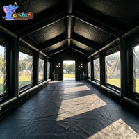 Tente de réception gonflable, grand chapiteau noir en PVC avec structure pneumatique et fenêtres transparentes pour réceptions, traiteurs et événements commerciaux