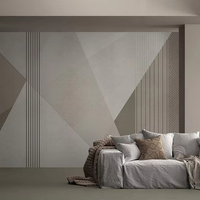 Papier peint personnalisé en gros, motif géométrique minimaliste, art mural gris, décoration murale pour chambre et bureau, facile à installer