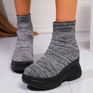 Chaussures décontractées tendance pour femmes adultes, chaussures à talon compensé, semelle épaisse, respirantes, confortables, tendance mode - Product Image 3