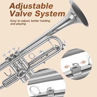 Silver Lacquered Gold BB Trumpet Instrument Nickel-plated Brass Stainless Steel Valves Professional Grade Rust Resistant Student