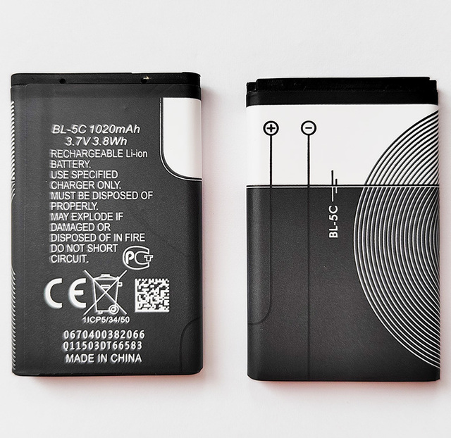 BL-5C 2500mAh 1020mAh High Capacity 3.7V Li-ion Battery Pack Mobile Phones Laptops Gaming Compatible for Thinkpad Redmi in Stock