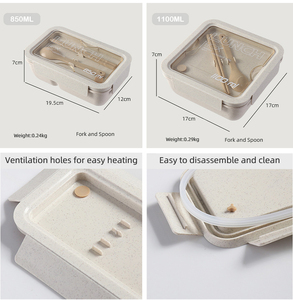 Boîte à lunch biodégradable en paille de blé avec <span class=keywords><strong>sac</strong></span> Tiffin <span class=keywords><strong>sac</strong></span> à lunch scolaire ensemble de boîtes à lunch <span class=keywords><strong>Bento</strong></span> pour enfants Vente en gros - Product Image 4