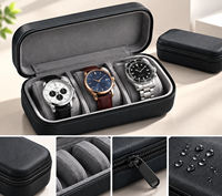 Étui de voyage pour montres en EVA personnalisé, 3 emplacements, organiseur de montres de luxe, boîte de rangement rigide avec fermeture éclair, étui de transport pour montres pour hommes