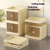Boîte de rangement moderne blanche à double porte, couvercle plat, support pliable multicouche, papeterie, soins de la peau, plastique, ménage, rectangle, nourriture