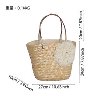 Sac fourre-tout de plage d'été en gros avec décoration florale, poignée supérieure, sac à main de plage portable au design tendance pour les voyages d'été