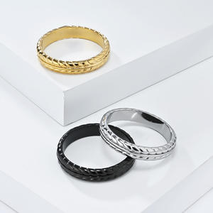 Anillo Minimalista de Acero de Titanio con Patrón de Espiga de Trigo, Joyería de Moda Unisex, Anillo para el Dedo Índice, Diseño para Regalo - Product Image 2