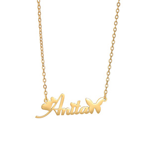 Dropshipping POD Custom <b>Name</b> Gold Plated Butterfly Pendant Necklace Stainless Steel Personalized Jewelry Everyday Wear - Product Image 6