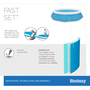 Piscinas <span class=keywords><strong>Bestway</strong></span> 57266 FAST SET, <span class=keywords><strong>Piscina</strong></span> <span class=keywords><strong>Grande</strong></span> Azul para Uso Familiar - Product Image 3