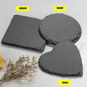 Sous-verres en ardoise noire personnalisables avec logo, antidérapants, gravés, en gros, avec support, pour promotion, coffret cadeau vierge - Product Image 2