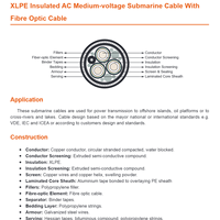 Câble sous-marin marin 12/20(24)KV CU XLPE avec gaine PE, câble à fibres optiques étanche, 50MM2 pour l'Europe, le Portugal et l'Allemagne