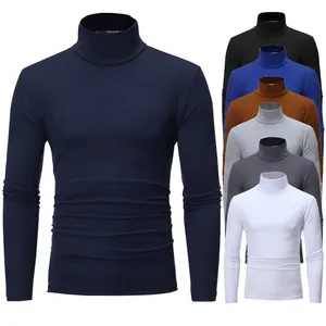 Camisetas con estampado de pantalla personalizada para invierno, camisa base de cuello alto, camisa de manga larga con cuello falso