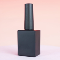 Bouteille en verre carrée ronde vide de 12ml 15ml pour vernis à ongles conteneur de gel UV noir mat personnalisé bouteille de vernis à ongles avec brosse à capuchon