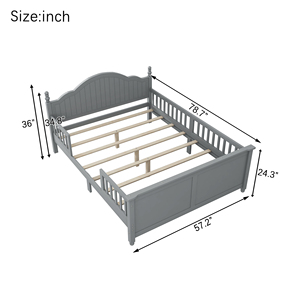 <span class=keywords><strong>Lit</strong></span> plateforme en bois gris pleine grandeur avec tête et pied de <span class=keywords><strong>lit</strong></span> – Cadre de <span class=keywords><strong>lit</strong></span> élégant pour chambre d'enfant - Product Image 2