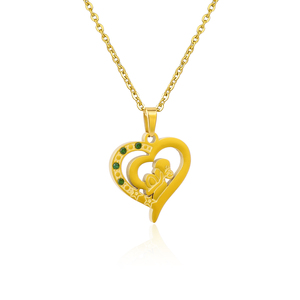 Collar con colgante de corazón chapado en oro 304 316 con circonita cúbica, joyería romántica para mujer, regalo de compromiso - Product Image 2