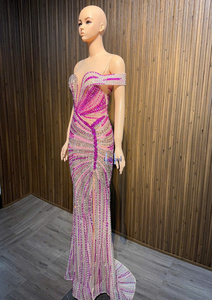 Robe moulante en soie sans manches de luxe avec strass haut de gamme, coupe élégante et ajustée pour femmes au Vietnam - Product Image 3