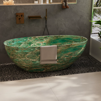 Baignoire ovale autoportante de luxe en pierre technique verte, double baignoire de trempage, design moderne et épuré, pour hôtels, boutiques, maisons, vente en gros
