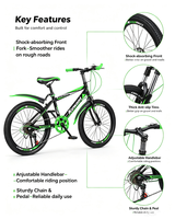 Vélo de montagne VTT pour enfants, avec amortisseur, vitesses variables, pneus antidérapants, garde-boue, pour garçons, cyclisme en plein air