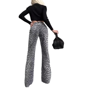 Jean droit en denim délavé effet vieilli, taille haute, pour femme, style mode - Product Image 4