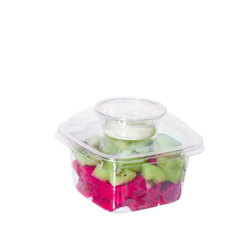 Lesui recycelte quadratische Einweg behälter Kunststoff Eis behälter Joghurt Dessert becher mit Deckel und Löffel