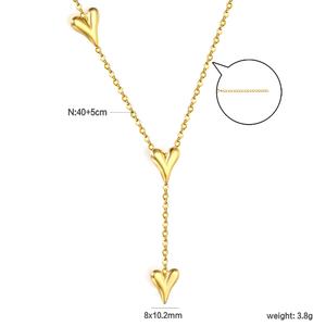 Collier à chaîne avec pendentif cœur, bijoux imperméables, plaqué or 18 carats, acier inoxydable, pour femmes - Product Image 6