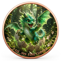 Pièce de monnaie en cuivre pur 999 de 1 oz et 5 oz, Série Western Big Little Dragons, Double face, Relief 3D, Couleurs UV, Effet Proof-like, Artisanat métallique