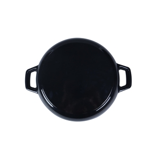 Olla hondora de hierro fundido esmaltado negro brillante de alta resistencia <span class=keywords><strong>para</strong></span> guisar y asar - Product Image 6
