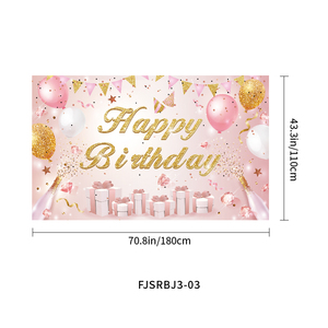 Bannière décorative Joyeux Anniversaire Rose Doré en Gros pour Filles, Toile de Fond <span class=keywords><strong>Photo</strong></span>, Panneau en Tissu pour Fêtes d'Anniversaire 18, 21, 30 Ans - Product Image 4
