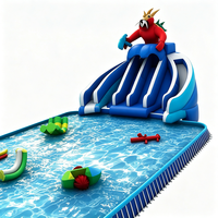 Château gonflable commercial extérieur personnalisé 9*6m 54m² avec toboggan aquatique et piscine pour enfants