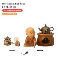 Porte-encens Bouddha miniature autour du poêle, figurine en résine de style oriental, brûleur d'encens à refoulement pour la décoration intérieure et les cadeaux de fêtes