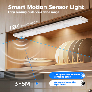 Barre lumineuse <span class=keywords><strong>LED</strong></span> <span class=keywords><strong>sous</strong></span>-armoire avec capteur de mouvement PIR, 5 couleurs et luminosité réglable pour armoire de <span class=keywords><strong>cuisine</strong></span> - Product Image 3