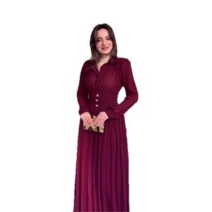 Nueva Colección Primavera 2026: Vestido <span class=keywords><strong>Elegante</strong></span> y Sofisticado de Manga Larga con Cintura Definida y Falda Plisada con Botones para Mujer - Product Image 3