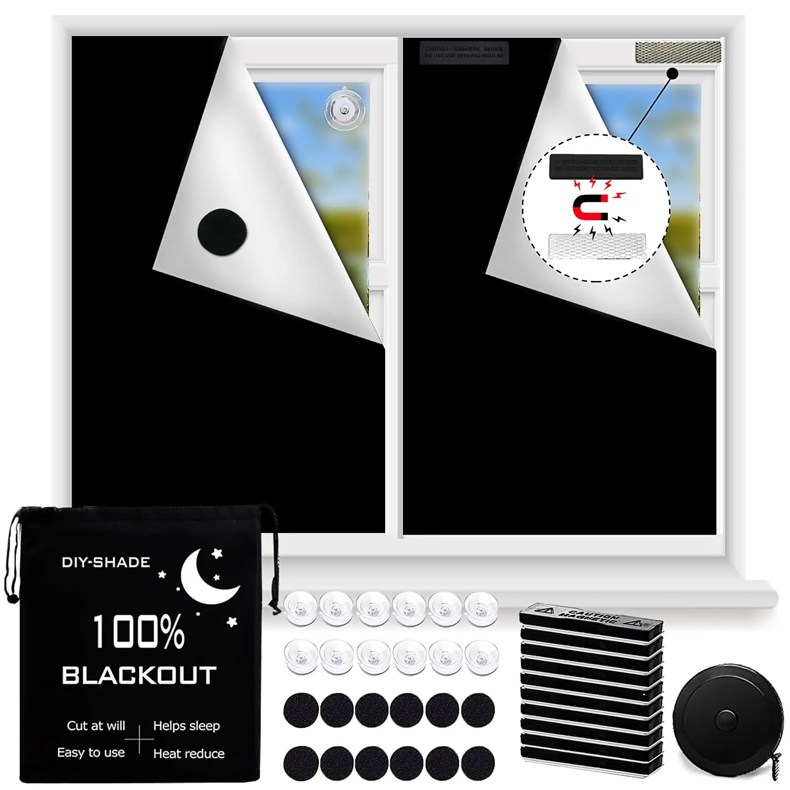 Prevents suction cups from falling off Magnetic Blind 100% Portable curtains blackout Window Shades Black Out for Kids