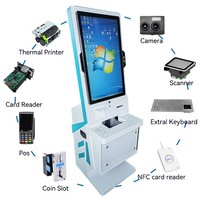 Terminal libre-service pour l'enregistrement de rendez-vous médicaux, sur pied, écran tactile 32 pouces, imprimante A4, SDK, reconnaissance faciale