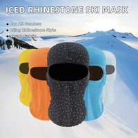 Balaclava noire taille unique entièrement recouverte de strass, masque de ski tendance, masque de rappeur bling bling, capuche