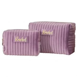 Pochette à maquillage personnalisée avec nom, pochette de rangement pour cosmétiques, trousse de toilette en velours de voyage, cadeaux pour demoiselles d'honneur, cadeau pour la fête des mères - Product Image 3