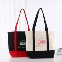 Tas Tote Kanvas Tebal Bordir Logo Custom Simplicity Sehari-hari Kapasitas Besar dengan Kantong Luar