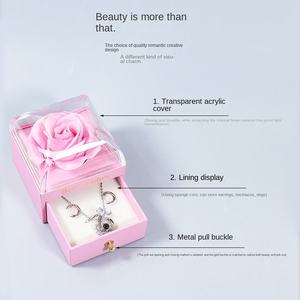 Boîte à bijoux EVERWIN Premium Rose Flower, couleur macaron, doublure en coton carrée, extérieur en plastique, emballage multifonctionnel pour bijoux - Product Image 6