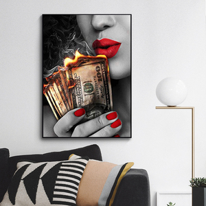 Art mural en aluminium « <span class=keywords><strong>L</strong></span>èvres rouges brûlant d'<span class=keywords><strong>argent</strong></span> », style Art déco Pop, pour la décoration intérieure <span class=keywords><strong>de</strong></span> bars, salons, bureaux, hôtels et salles <span class=keywords><strong>de</strong></span> séjour - Product Image 2