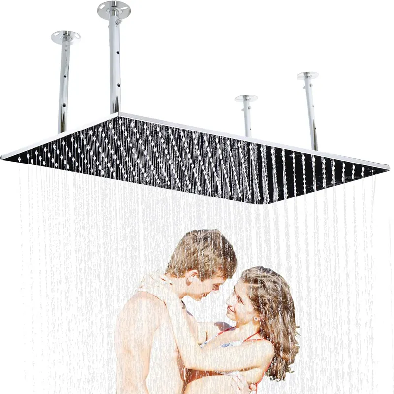 Bathroom single function large ceiling shower head rainfall 80*40cm luxury metal high pressure rain head