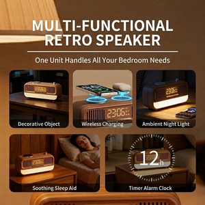 Nouveau produit unique 2026 à vendre en ligne : Enceinte musicale rétro 5-en-1 avec alarme, lampe d'ambiance, <span class=keywords><strong>radio</strong></span> et <span class=keywords><strong>chargeur</strong></span> pour téléphone et écouteurs - Product Image 6