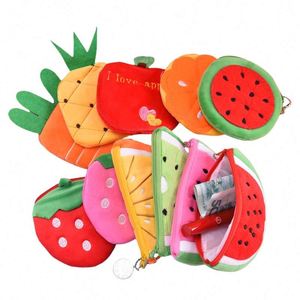 Customized Watermelon Fruit Plush Wallet with Zipper-children's Coin Case, Card Storage Box and <b>Keychain</b> - Product Image 1