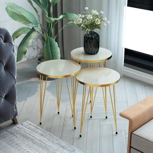 <b>Round</b> Coffee <b>Table</b> <b>Round</b> Modern Nested Coffee <b>Table</b> Modern Style Minimalist Modern Designer Tea <b>Table</b> <b>Gold</b> Edge band - Product Image 4