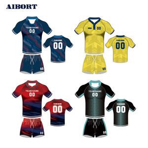 Aolan jersey Rugby kustom dan celana pendek, seragam sublimasi gaya suku, pabrik ODM OEM, Kit Rugby - Product Image 3