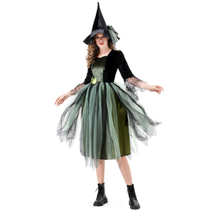 Disfraz de bruja, falda de tul verde oscuro, disfraz de Halloween para adultos, traje de fiesta para juegos de rol, talla M L XL - Product Image 3