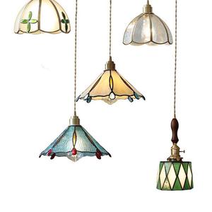 <span class=keywords><strong>Lampe</strong></span> à souder rétro en laiton artisanal, style américain, pour chevet, couloir, salle à manger, café et petite pièce en verre coloré - Product Image 5