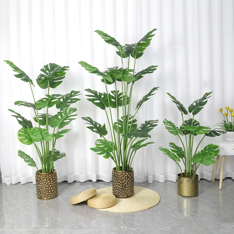 Migliore qualità Oh Arts stile nordico vero tocco plastica Monsteras artificiale foglie piante albero bonsai artificiale